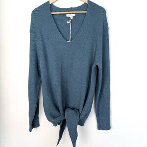 Reborn J Soft Knit Tie Front Tunic Sweater Womens 3X Cozy School Fall Loungewear